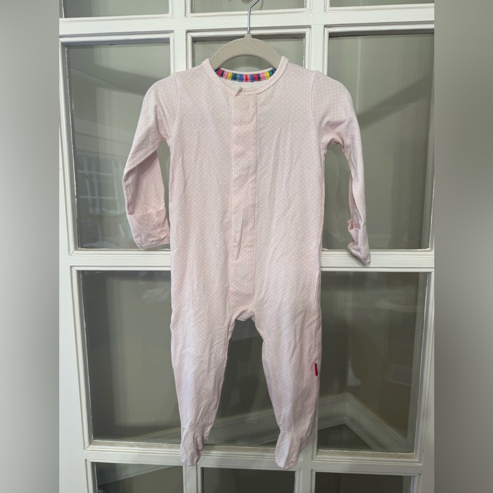 Magnetic Me Light Pink Polka Dot Cotton Footie